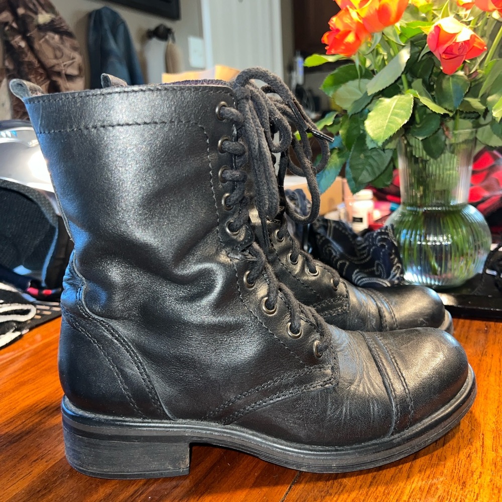 Steve Madden Troopa Leather Combat Boots